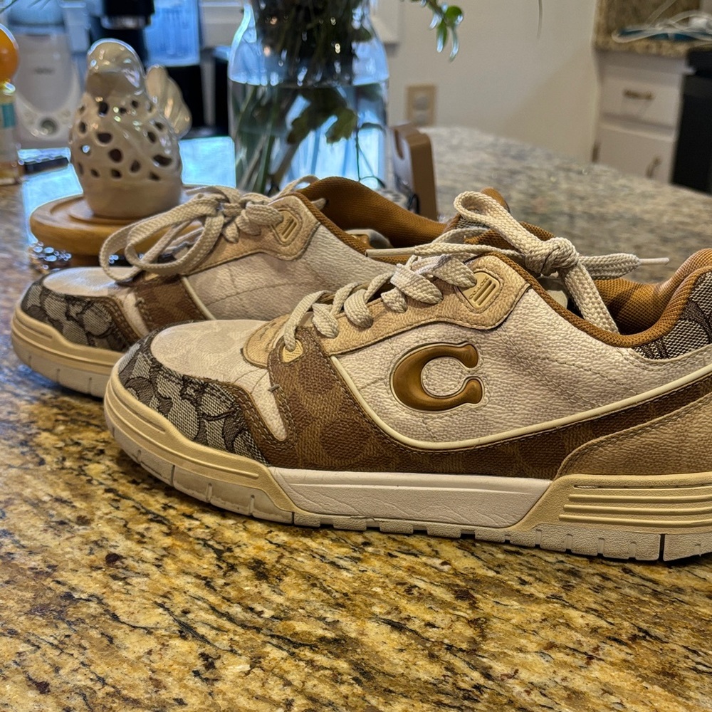 Coach Brown and Cream Men's Sneakers